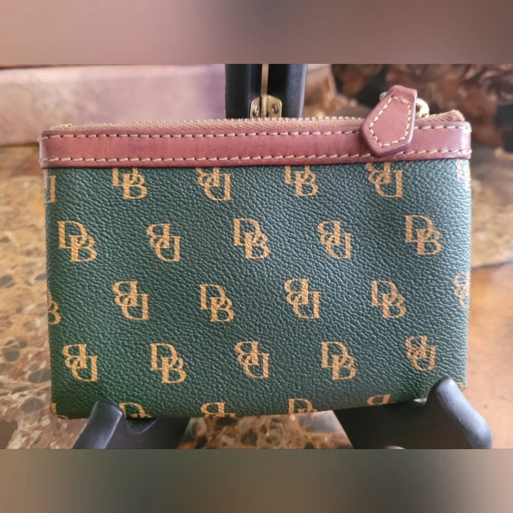 Dooney & Bourke Green and Brown Monogram Coin Purse - Picture 2 of 4